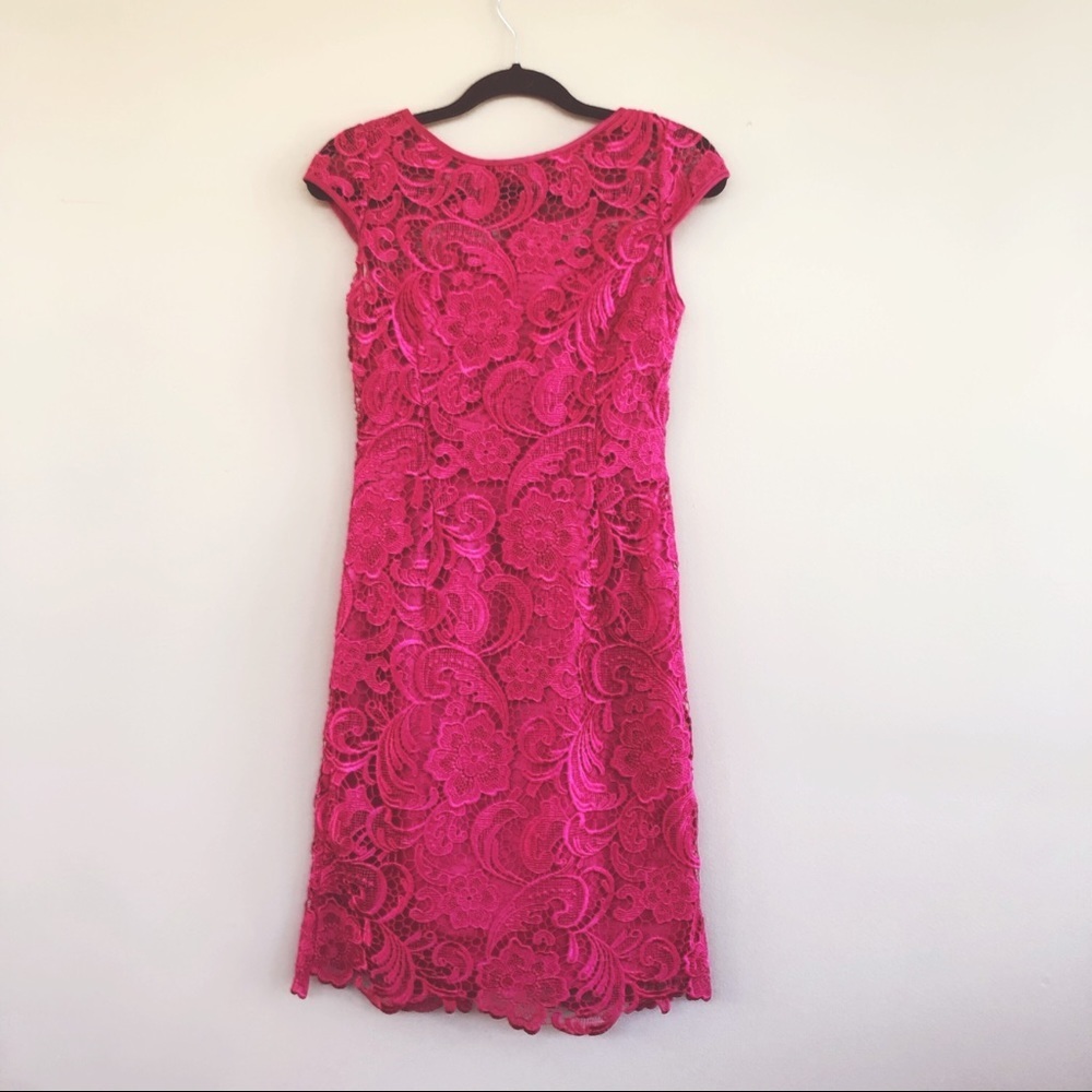 • Adrianna Papell • Lace Shift Pink Dress 2